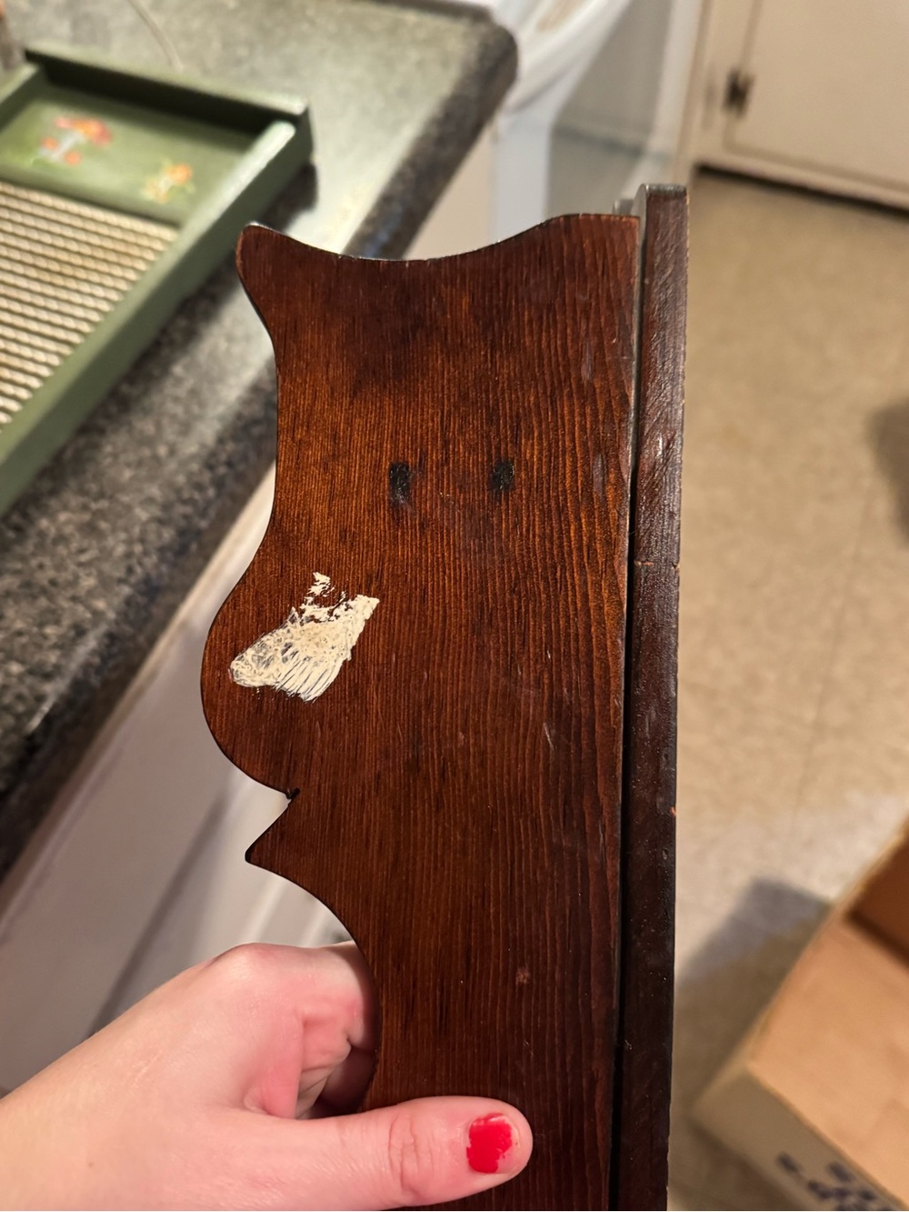 Vintage Wooden Spoon Rack Display Rack - Dark Brown - Picture 8 of 10
